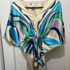 Retro-style Multi-colored satin Top